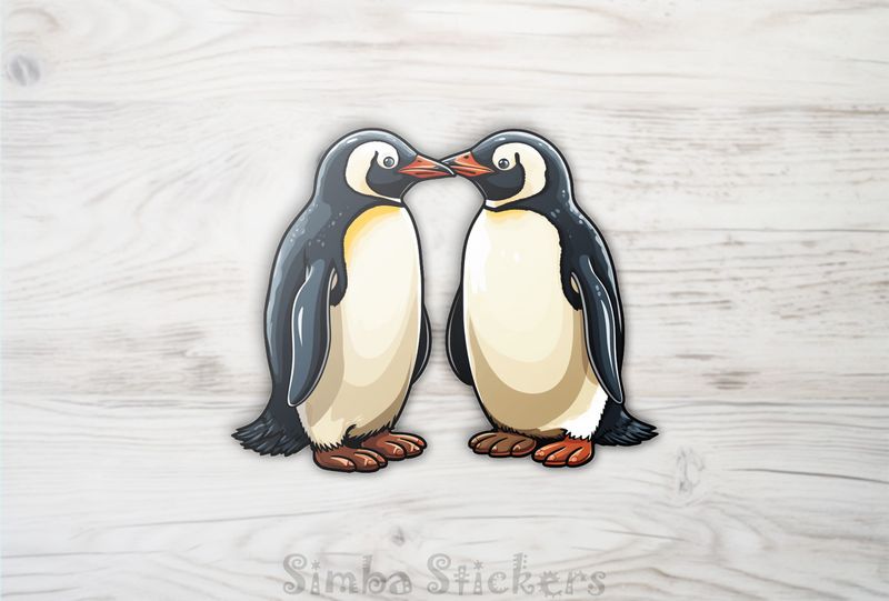 Penguins in love beak-to-beak, watercolour, eiowwf