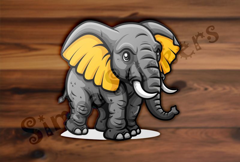 Cute elephant with yellow ears