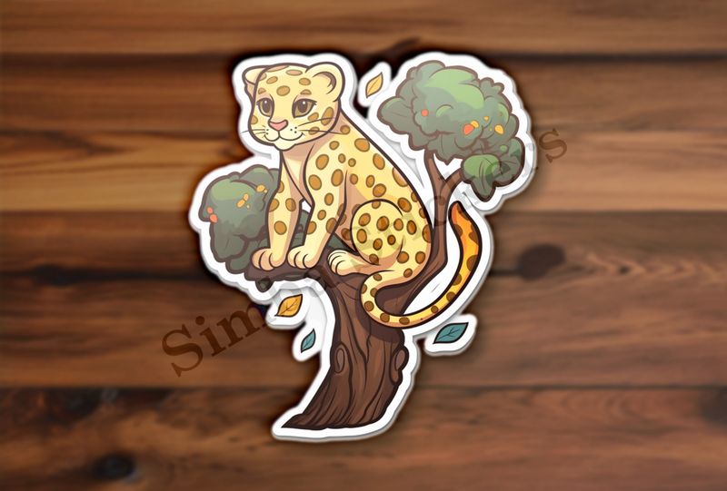 Leopard youngling in a tree