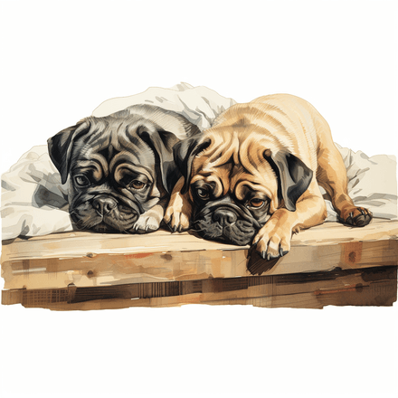 Pug dogs sleeping, image set, 10 images