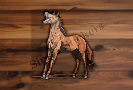 Brown horse braying