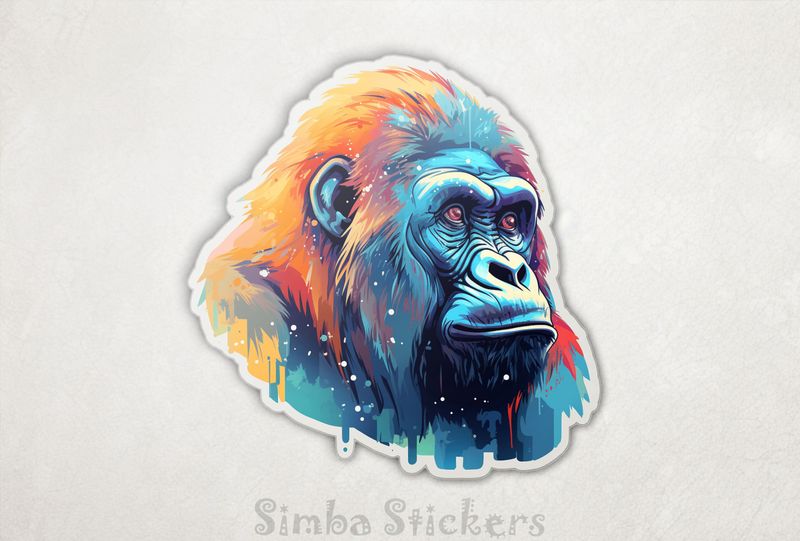 Gorilla in colourful framing, dv4q0j