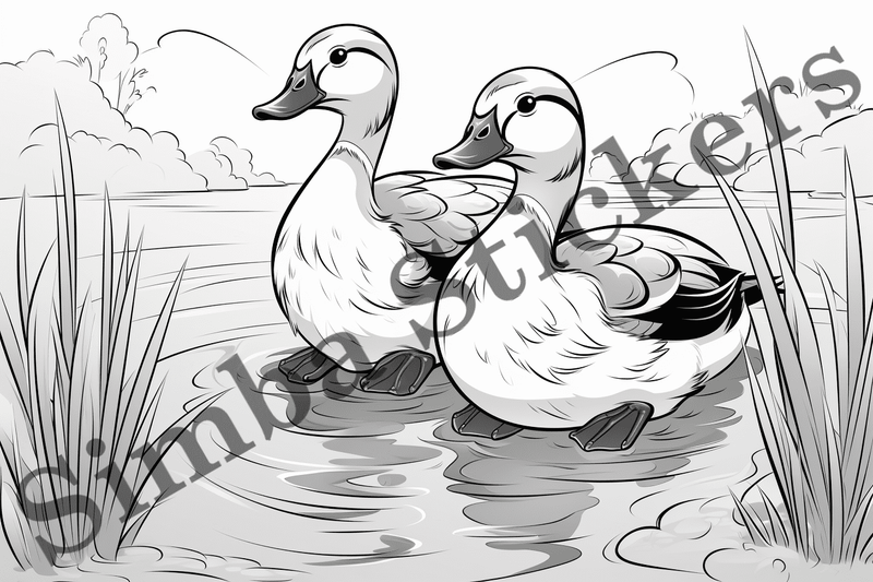 Colouring pages, Bundle of ducks in love, 25 images