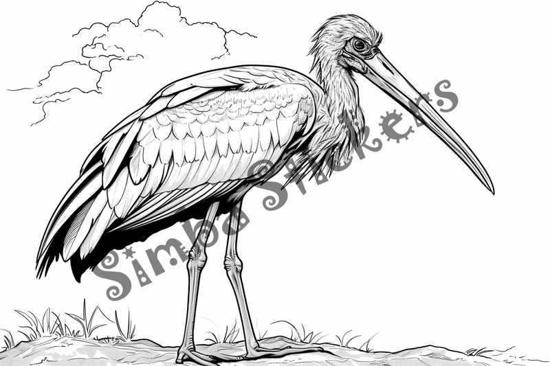 Colouring pages, bundle of marabou storks, 25 images