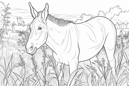 Colouring pages, bundle of mules, 25 images