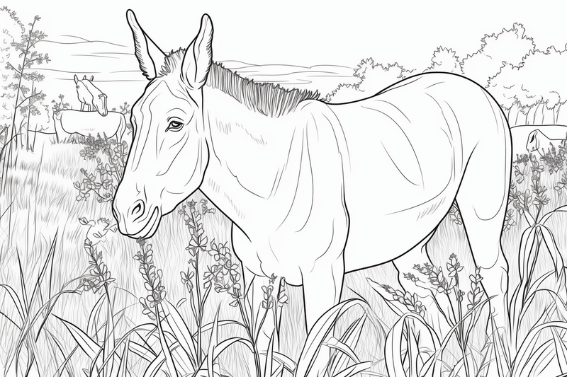 Colouring pages, bundle of mules, 25 images