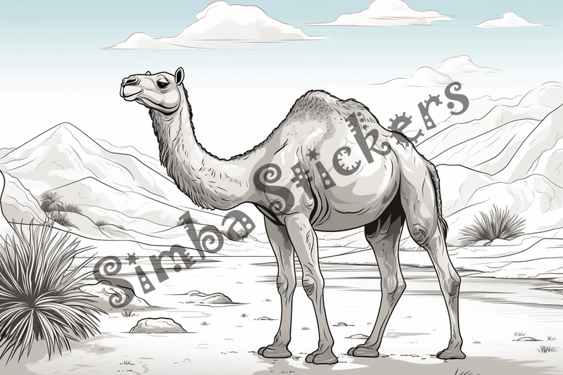 Colouring pages, bundle of camels, 25 images