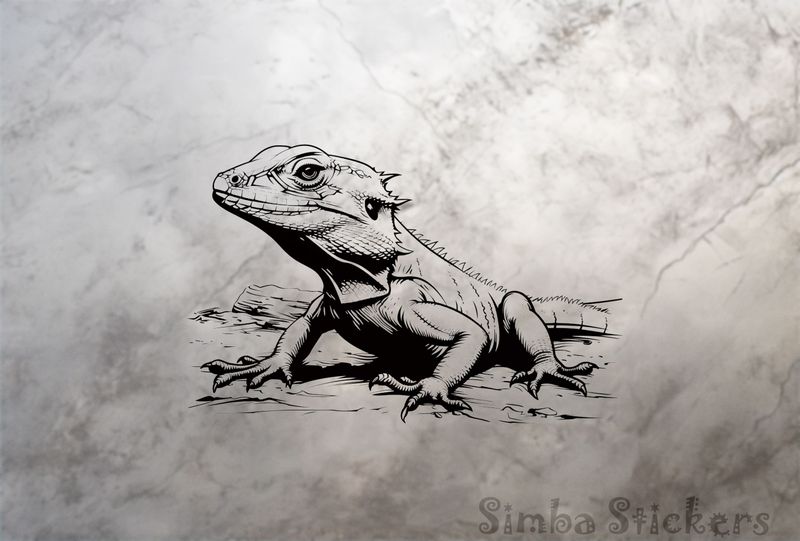 Lizard paying attention, outline art
