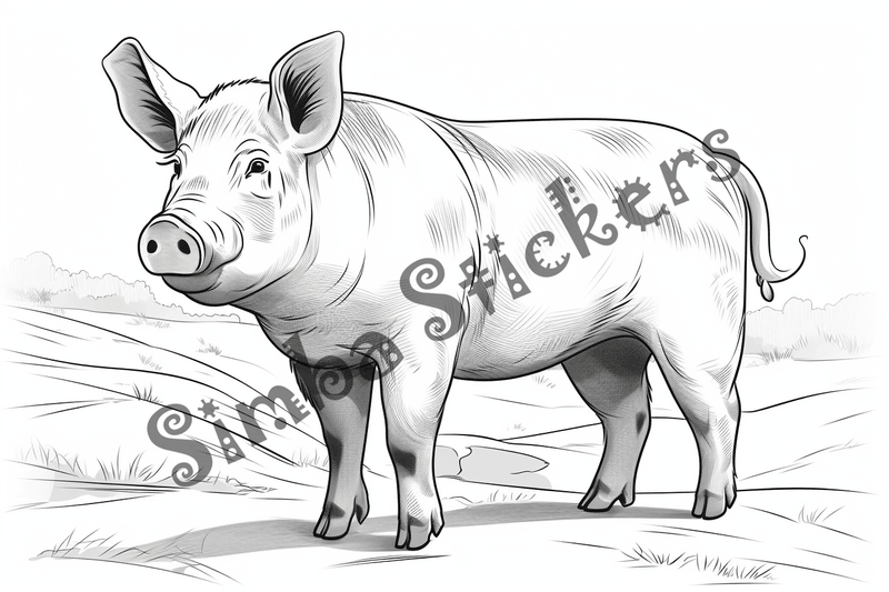 Colouring pages, bundle of pigs, 25 images