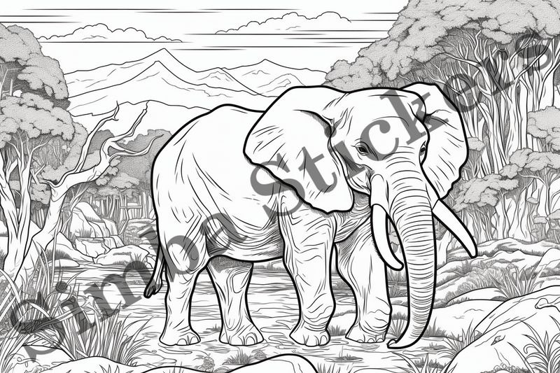 Colouring pages, Bundle of elephants, 25 images