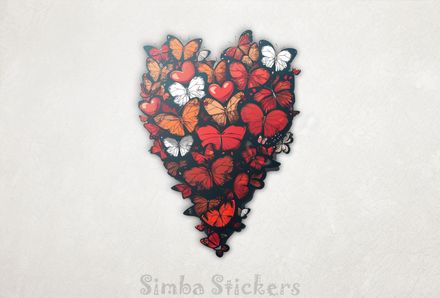 Butterflies forming romantic Valentine&#x27;s heart shape, watercolour, vni2q3