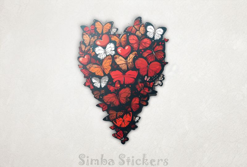 Butterflies forming romantic Valentine&#x27;s heart shape, watercolour, vni2q3
