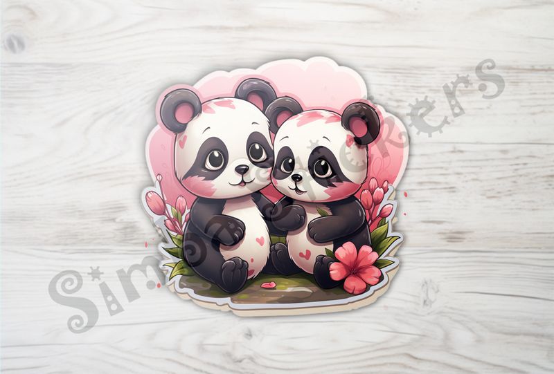 Panda bear cubs in love, b916fx