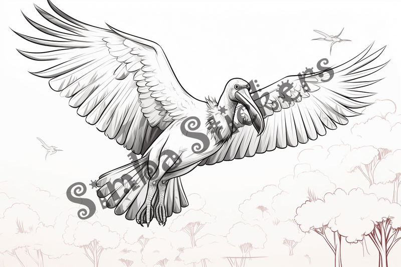 Colouring pages, bundle of marabou storks, 25 images