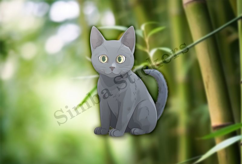 Russian blue cat sitting