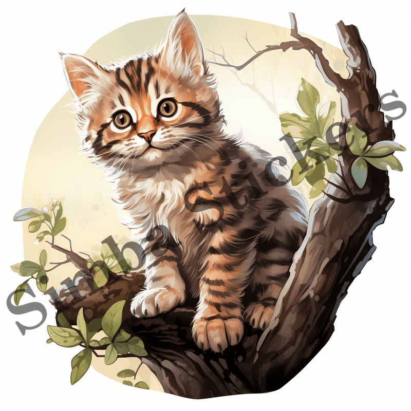 Cats in trees, image set, 10 images