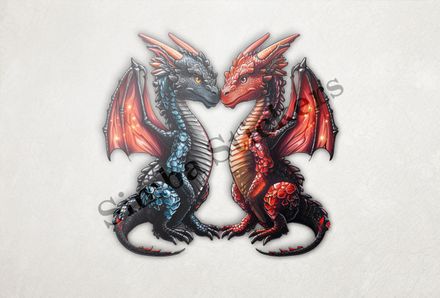 Red dragon, black dragon in love