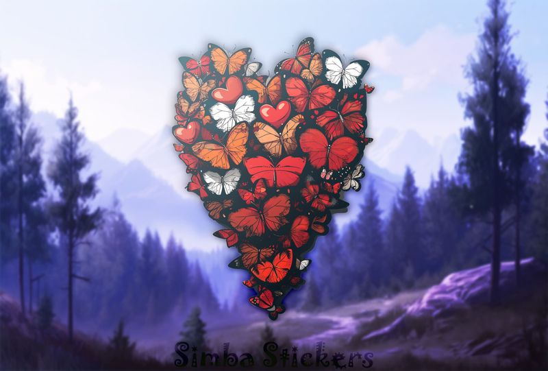 Butterflies forming romantic Valentine&#x27;s heart shape, watercolour, vni2q3