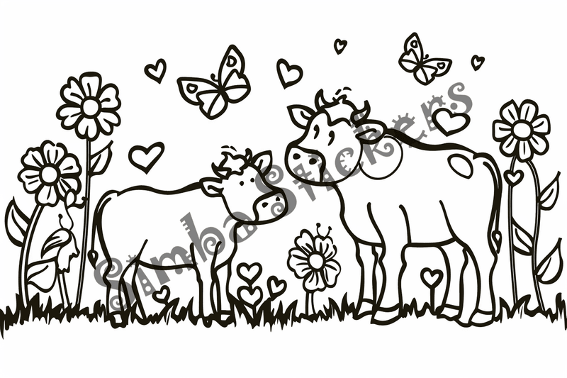 Colouring pages, bundle of cattle in love, 25 images
