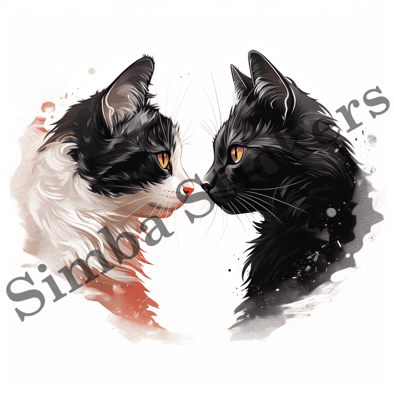 Cats in love, nose-to-nose, image set, 10 images