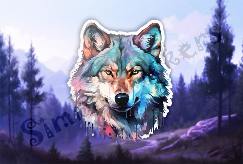 Wolf serious, watercolour