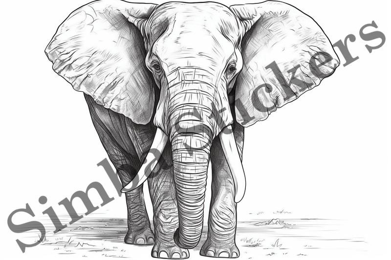 Colouring pages, Bundle of elephants, 25 images