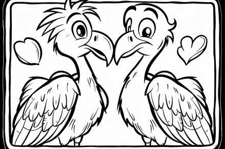 Colouring pages, bundle of vultures in love, 25 images, xkek0y
