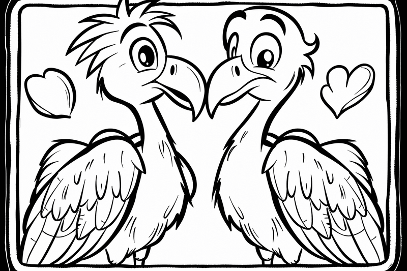 Colouring pages, bundle of vultures in love, 25 images, xkek0y