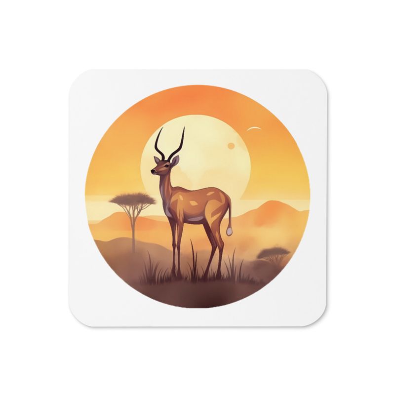 Cork-Back Coaster, Antelope in the Savanna, standing mightily 