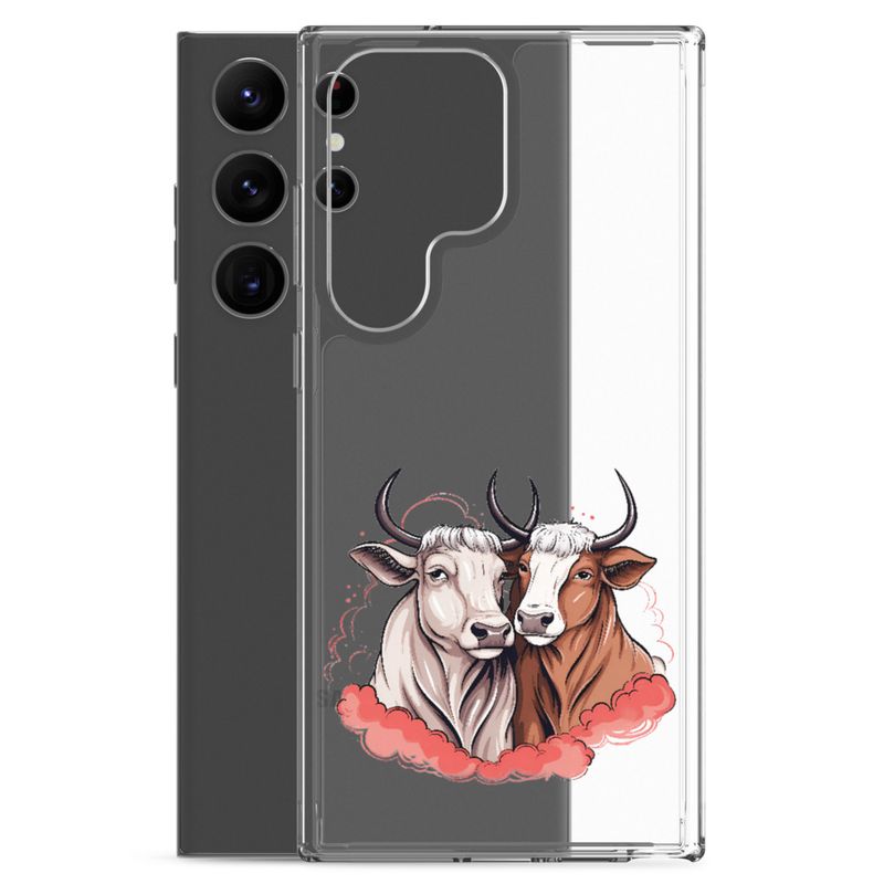 Clear Case for Samsung, Bull and cow, romantic, reddish clouds, qoucds