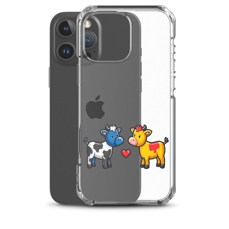 Clear Case for iPhone, Cattle, bull and cow in love, both colourful, zbyzzs