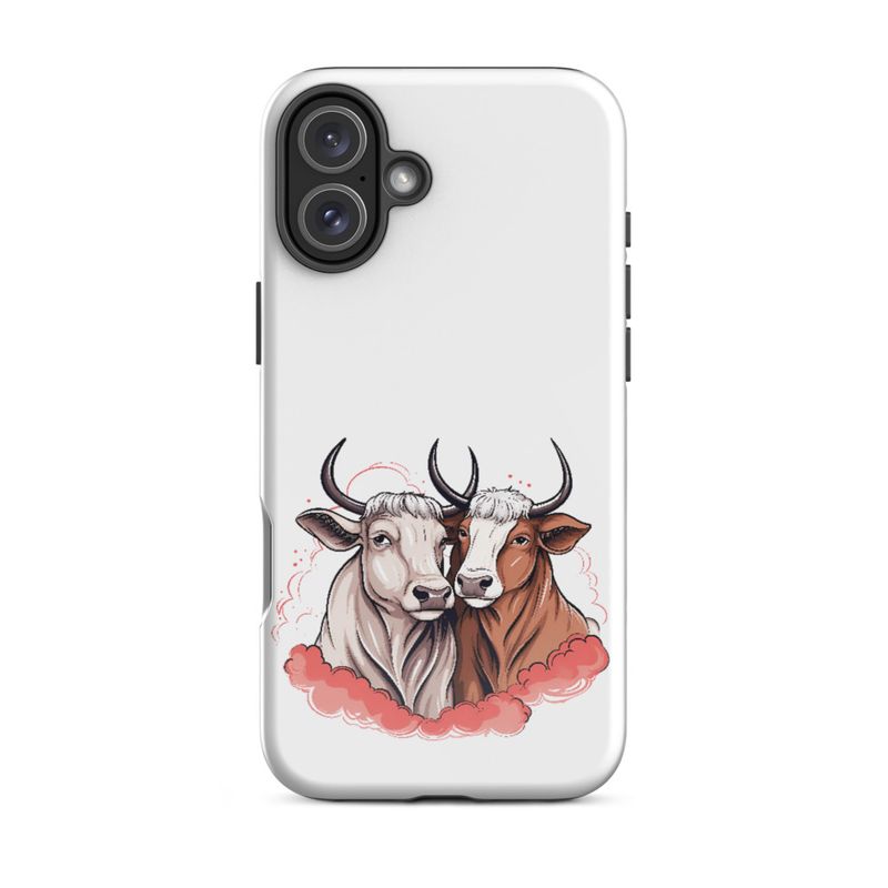 Tough Case for iPhone, Bull and cow, romantic, reddish clouds, qoucds
