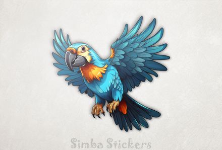 Bluish parrot with wings outspread, ecthc6