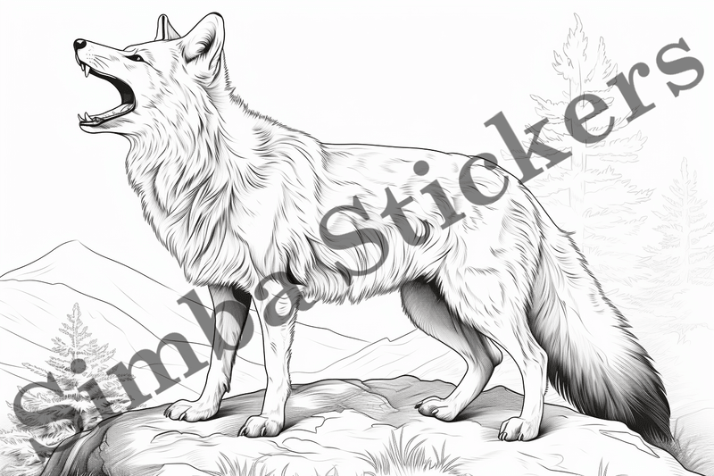 Colouring pages, Bundle of foxes, 10 images