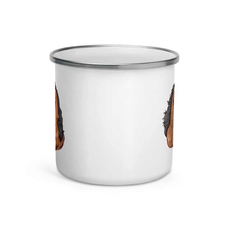 Enamel Mug, Cattle, Two brown horses snuggling, tdwcyd