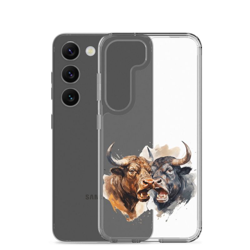 Clear Case for Samsung, Bulls facing up to each other, watercolour, dx5eff
