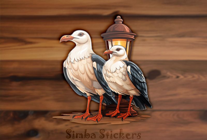 Seagulls standing by a lamp, v5vao5