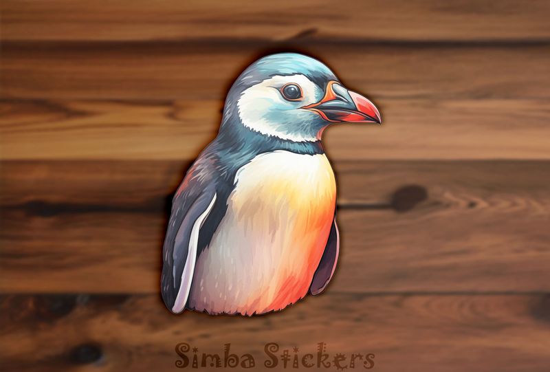 Penguin with side-blance, watercolour, 9hkto0