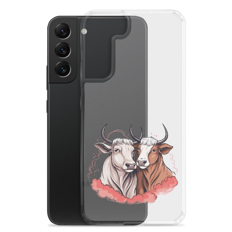 Clear Case for Samsung, Bull and cow, romantic, reddish clouds, qoucds