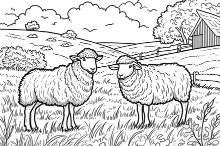 Colouring pages, bundle of sheep, 25 images 2
