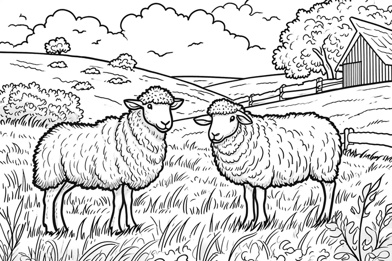 Colouring pages, bundle of sheep, 25 images 2