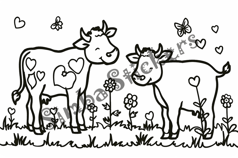 Colouring pages, bundle of cattle, simple, 10 images