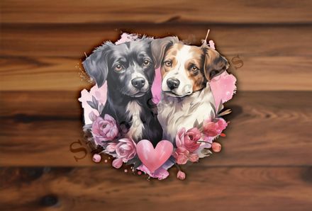 Dogs in love, watercolour