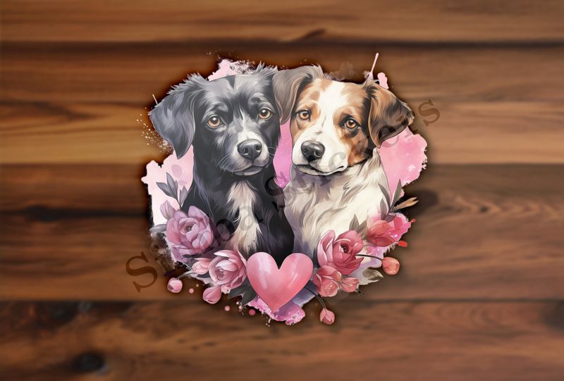 Dogs in love, watercolour