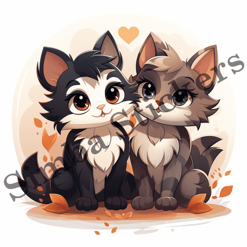 Cats in love, image set, 10 images