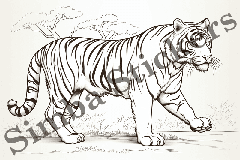 Colouring pages, bundle of tigers, 25 images