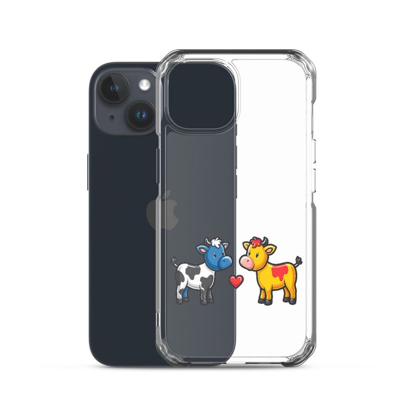 Clear Case for iPhone, Cattle, bull and cow in love, both colourful, zbyzzs