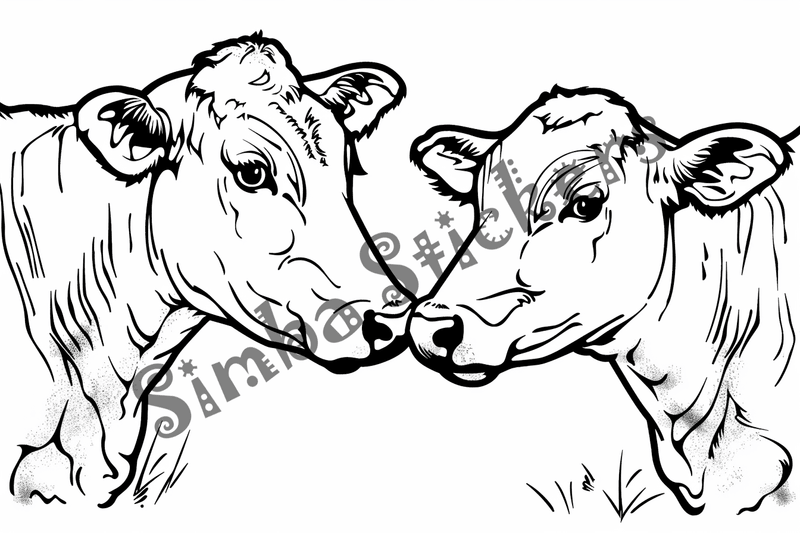 Colouring pages, bundle of cattle in love, 25 images