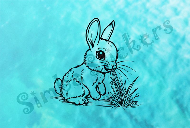 Hare in the grass, outline art