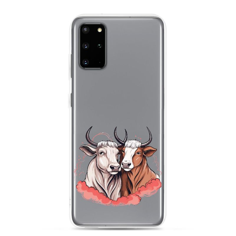Clear Case for Samsung, Bull and cow, romantic, reddish clouds, qoucds